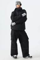 Women's Khaki Barn Contrast-Stitch Baggy Snow Pants