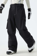 Men's Black Barn Contrast-Stitch Baggy Snow Pants
