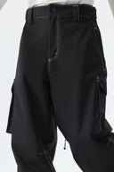 Men's Black Barn Contrast-Stitch Baggy Snow Pants