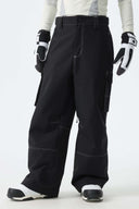 Men's Black Barn Contrast-Stitch Baggy Snow Pants