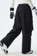 Men's Black Barn Contrast-Stitch Baggy Snow Pants