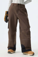 Women's Black Barn Contrast-Stitch Baggy Snow Pants