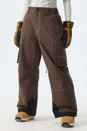 Women's Brown Barn Contrast-Stitch Baggy Snow Pants