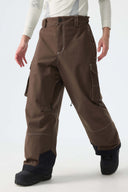 Men's Brown Barn Contrast-Stitch Baggy Snow Pants