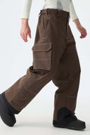 Men's Brown Barn Contrast-Stitch Baggy Snow Pants