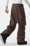 Men's Brown Barn Contrast-Stitch Baggy Snow Pants