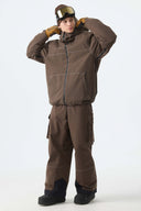 Men's Khaki Barn Contrast-Stitch Baggy Snow Pants