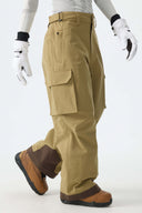 Women's Brown Barn Contrast-Stitch Baggy Snow Pants