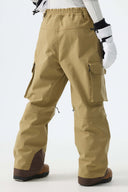 Women's Khaki Barn Contrast-Stitch Baggy Snow Pants