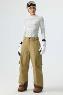 Women's Khaki Barn Contrast-Stitch Baggy Snow Pants