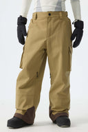 Men's Khaki Barn Contrast-Stitch Baggy Snow Pants