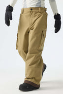 Men's Khaki Barn Contrast-Stitch Baggy Snow Pants
