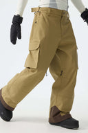 Men's Brown Barn Contrast-Stitch Baggy Snow Pants