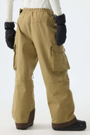 Men's Khaki Barn Contrast-Stitch Baggy Snow Pants