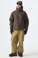 Men's Khaki Barn Contrast-Stitch Baggy Snow Pants