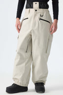 Men's Brown Thermal Waterproof Utility Cargo Baggy Snow Pants