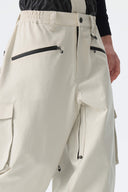 Men's Off White Thermal Waterproof Utility Cargo Baggy Snow Pants