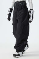 Women's Black Thermal Waterproof Utility Cargo Baggy Snow Pants