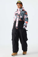 Women's Black Thermal Waterproof Utility Cargo Baggy Snow Pants