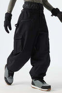 Men's Black Thermal Waterproof Utility Cargo Baggy Snow Pants