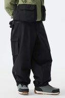 Men's Black Thermal Waterproof Utility Cargo Baggy Snow Pants
