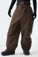 Men's Off White Thermal Waterproof Utility Cargo Baggy Snow Pants