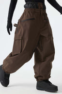 Men's Black Thermal Waterproof Utility Cargo Baggy Snow Pants