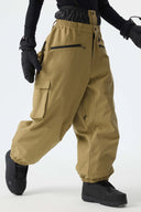 Men's Black Thermal Waterproof Utility Cargo Baggy Snow Pants
