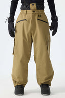 Men's Khaki Thermal Waterproof Utility Cargo Baggy Snow Pants