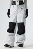 Women's Color-Block Light Grey Structured Waterproof Snow Pants