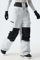 Women's Color-Block Light Grey Structured Waterproof Snow Pants