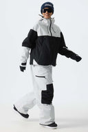 Women's Color-Block Dark Brown Structured Waterproof Snow Pants