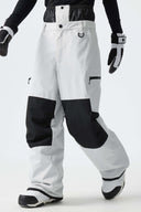 Men's Color-Block Light Grey Structured Waterproof Snow Pants