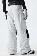 Men's Color-Block Light Grey Structured Waterproof Snow Pants