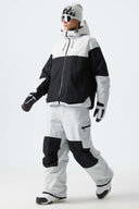 Men's Color-Block Off White Structured Waterproof Snow Pants