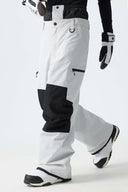 Men's Color-Block Light Grey Structured Waterproof Snow Pants