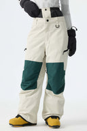 Women's Color-Block Light Grey Structured Waterproof Snow Pants
