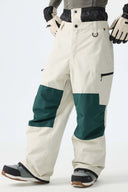 Men's Color-Block Light Grey Structured Waterproof Snow Pants