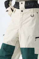 Men's Color-Block Off White Structured Waterproof Snow Pants