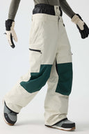 Men's Color-Block Off White Structured Waterproof Snow Pants