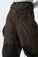 Women's Color-Block Dark Brown Structured Waterproof Snow Pants