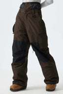 Women's Color-Block Dark Brown Structured Waterproof Snow Pants