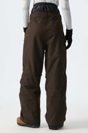 Women's Color-Block Dark Brown Structured Waterproof Snow Pants