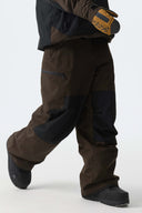Men's Color-Block Dark Brown Structured Waterproof Snow Pants
