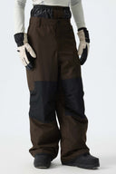 Men's Color-Block Dark Brown Structured Waterproof Snow Pants
