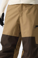 Women's Color-Block Khaki Structured Waterproof Snow Pants