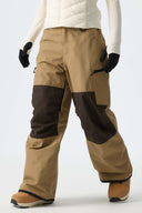 Women's Color-Block Khaki Structured Waterproof Snow Pants
