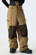 Men's Color-Block Khaki Structured Waterproof Snow Pants
