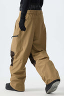 Men's Color-Block Khaki Structured Waterproof Snow Pants