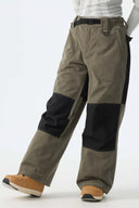 Women's Color-Block Dark Olive & Black Corduroy Snow Pants
